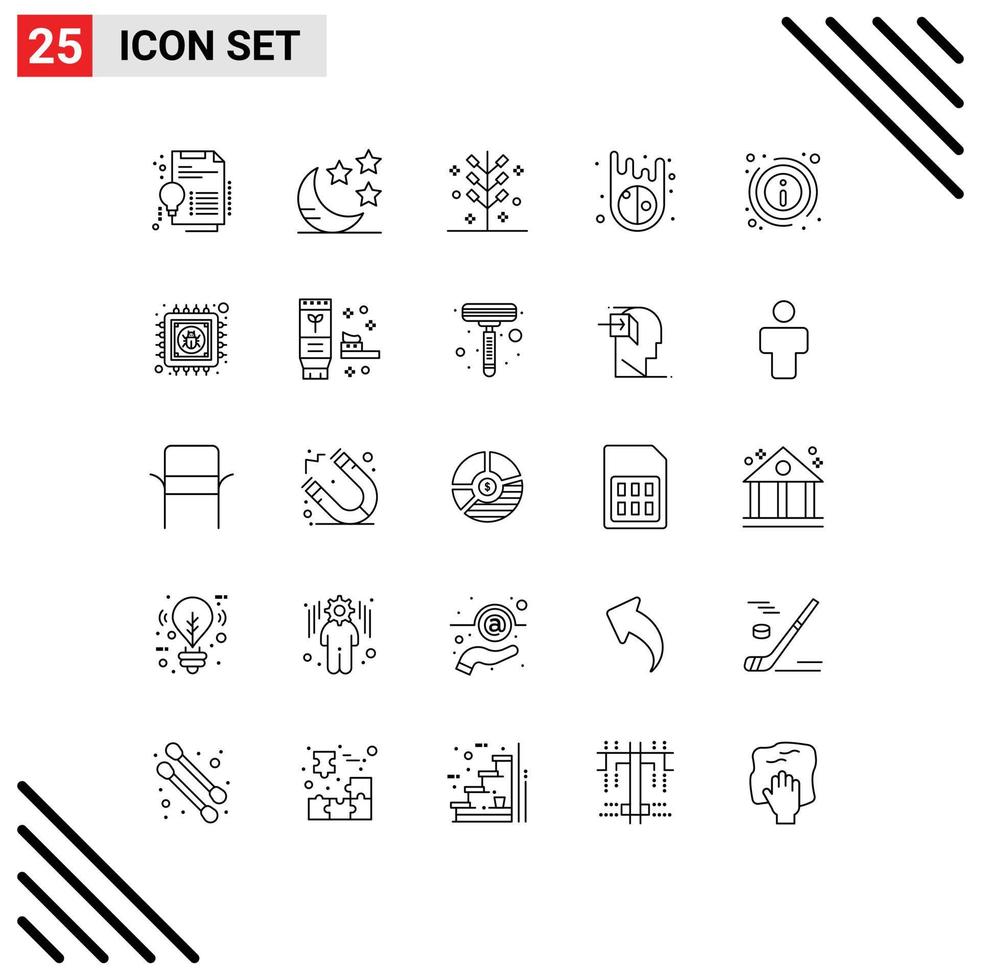 Mobile Interface Line Set of 25 Pictograms of information details cracker meteor asteroids Editable Vector Design Elements