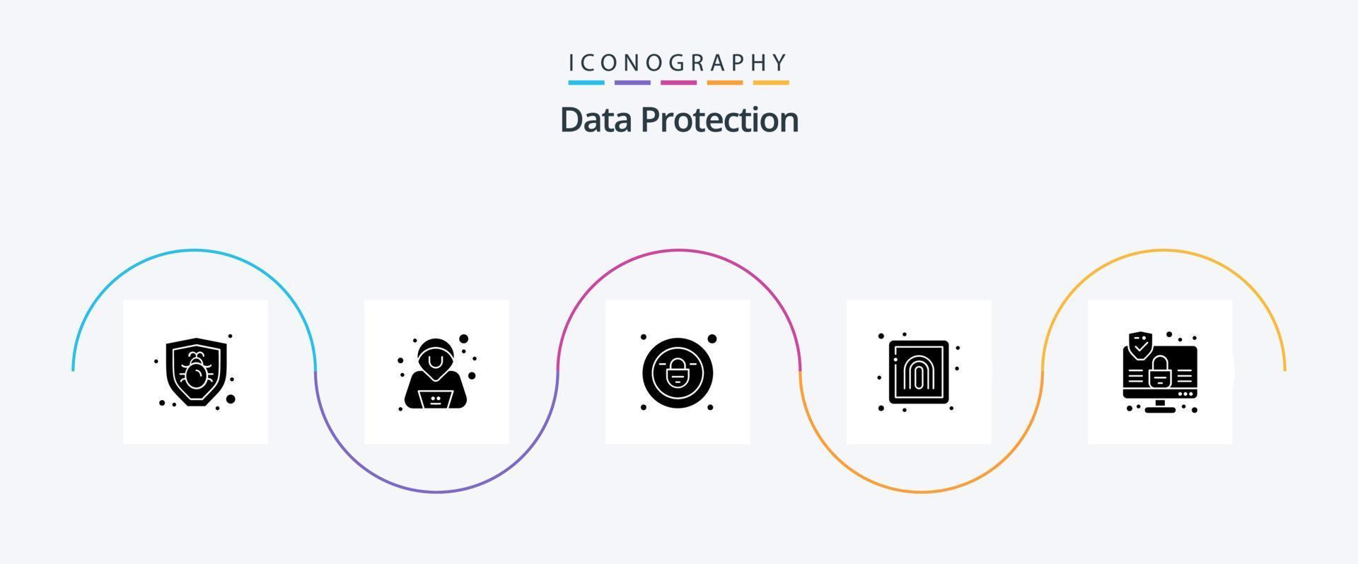 Data Protection Glyph 5 Icon Pack Including . security. security. internet. security vector