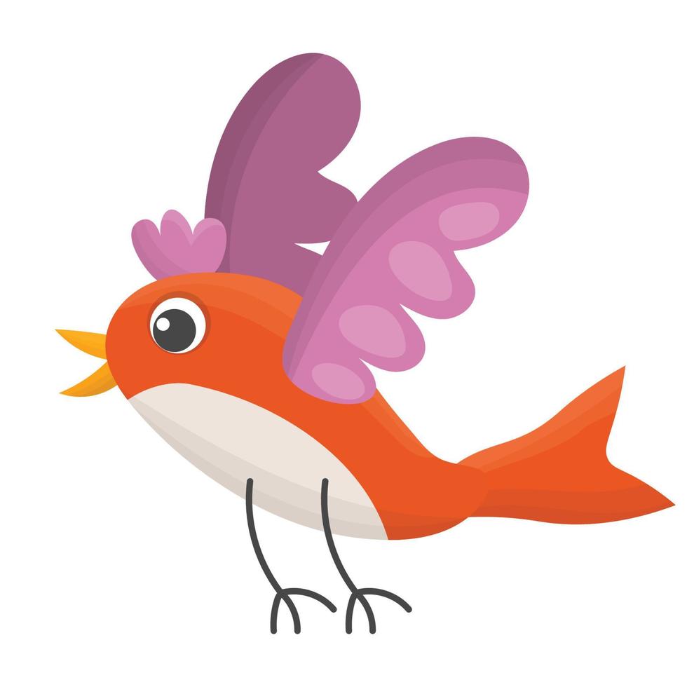 Cute dibujos animados volando pájaro rojo aislado sobre fondo blanco. la primavera está llegando. feliz icono de pascua. estilo plano para niños. vector