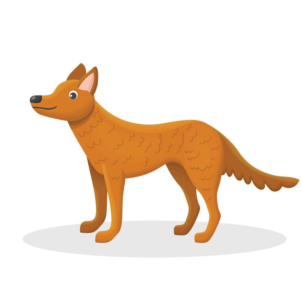 Cute cartoon happy dog standing isolated on white background. Animal, pet in children's flat style. vector