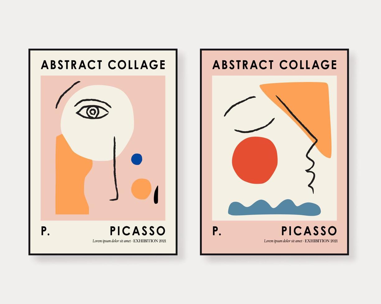 Matisse Abstract Art Set, Aesthetic Modern Art, Boho Decor, Minimalist Art, Illustattion, Vector, Poster, Postcard. Collection for decoration. Vector all isolated.