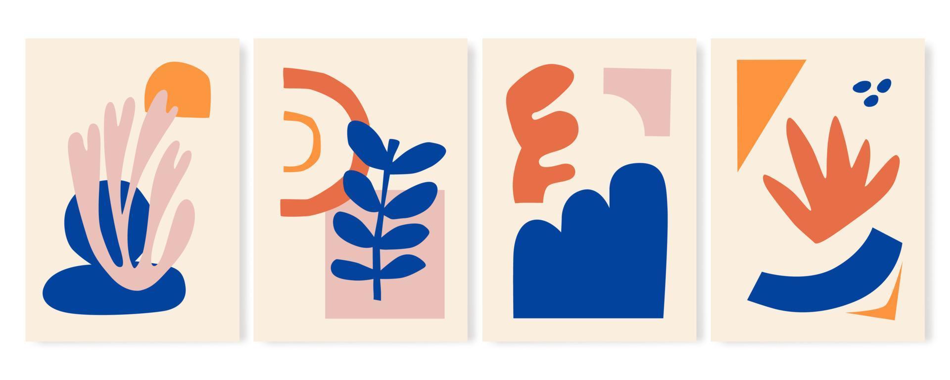Matisse Abstract Art Set, Aesthetic Modern Art, Boho Decor, Minimalist Art, Illustattion, Vector, Poster, Postcard. Collection for decoration. Vector all isolated.
