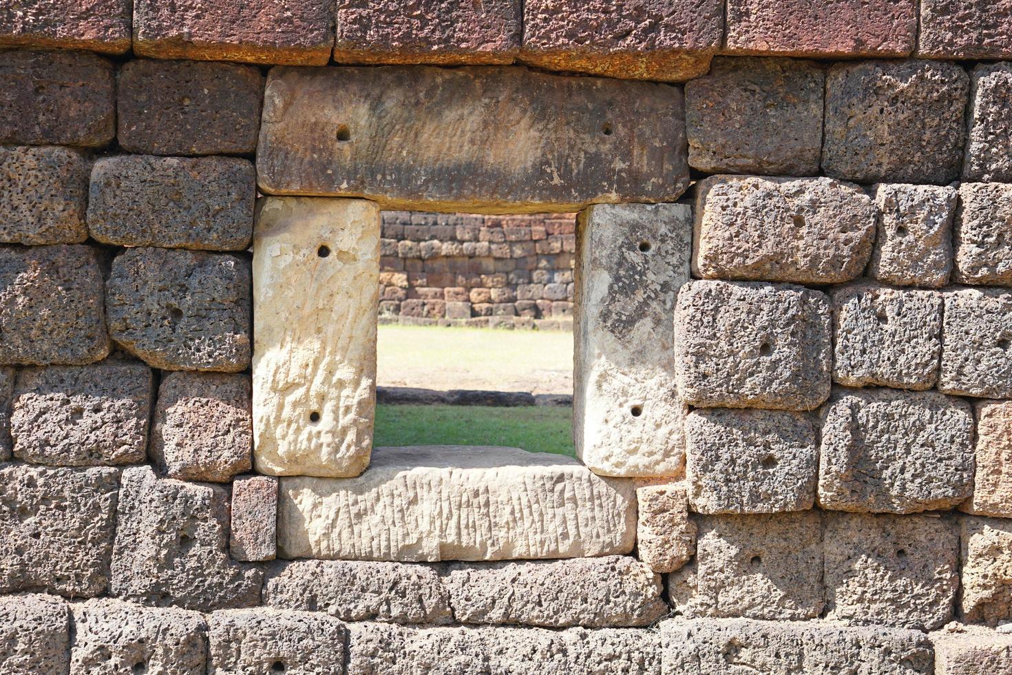 ancient square stone wall background photo