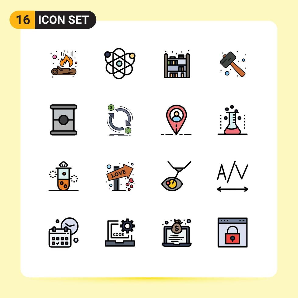 16 iconos creativos signos y símbolos modernos de comida no deseada kit de reloj vivo libra elementos de diseño de vectores creativos editables