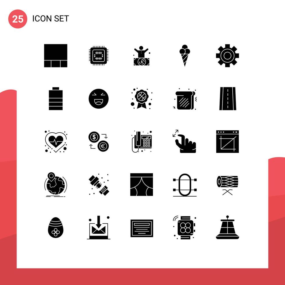 25 iconos creativos signos y símbolos modernos de equipo científico millonario cog helado elementos de diseño vectorial editables vector