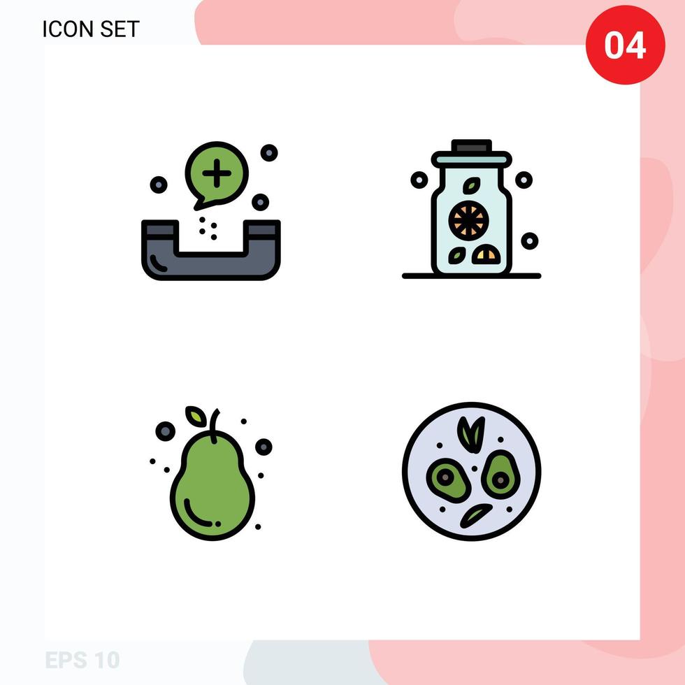 Stock Vector Icon Pack of 4 Line Signs and Symbols for call fruit fitness lemon pear Editable Vector Design Elements