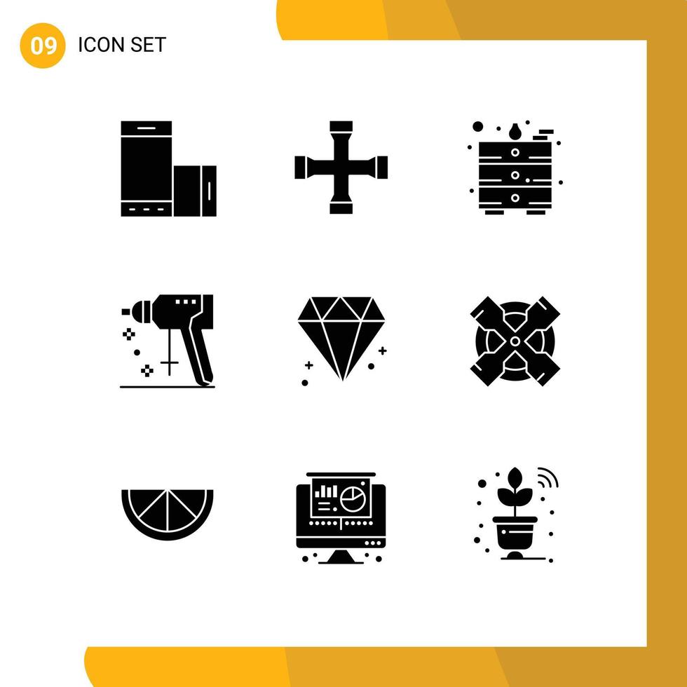 9 Thematic Vector Solid Glyphs and Editable Symbols of canada tool transportation puncher construction Editable Vector Design Elements