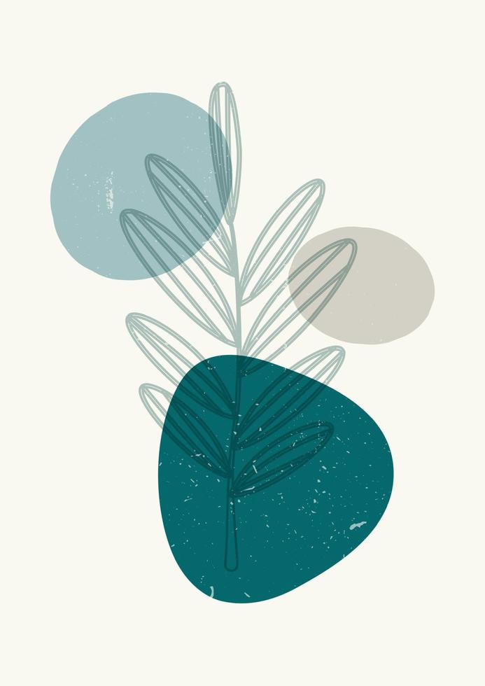 Abstract aesthetic mid century modern art. Botanical poster with texture. Minimal Illustrations for art print, postcard vector