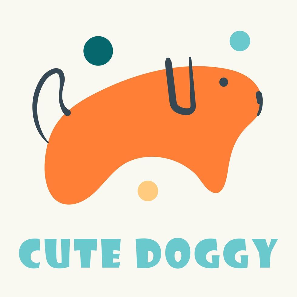 Small, cute doggy vector illustration. Puppy character template for commercial, animation, printing design. Isolated comic hero