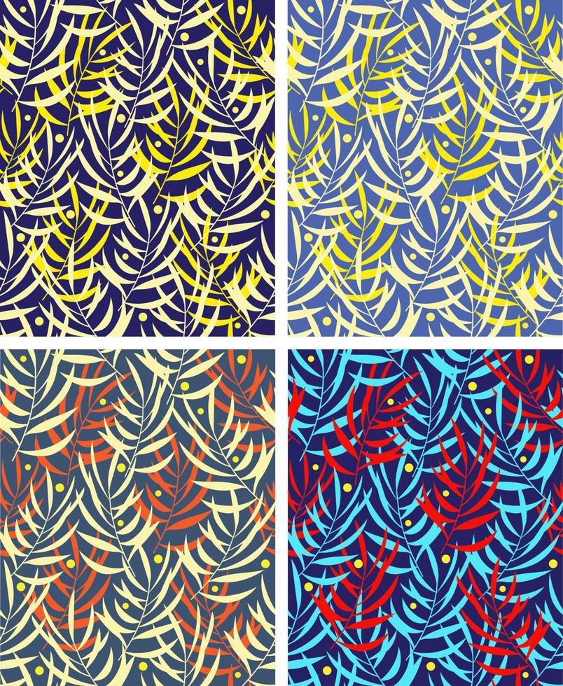 Trendy seamless patterns set. Cool abstract and floral design. For fashion fabrics vector