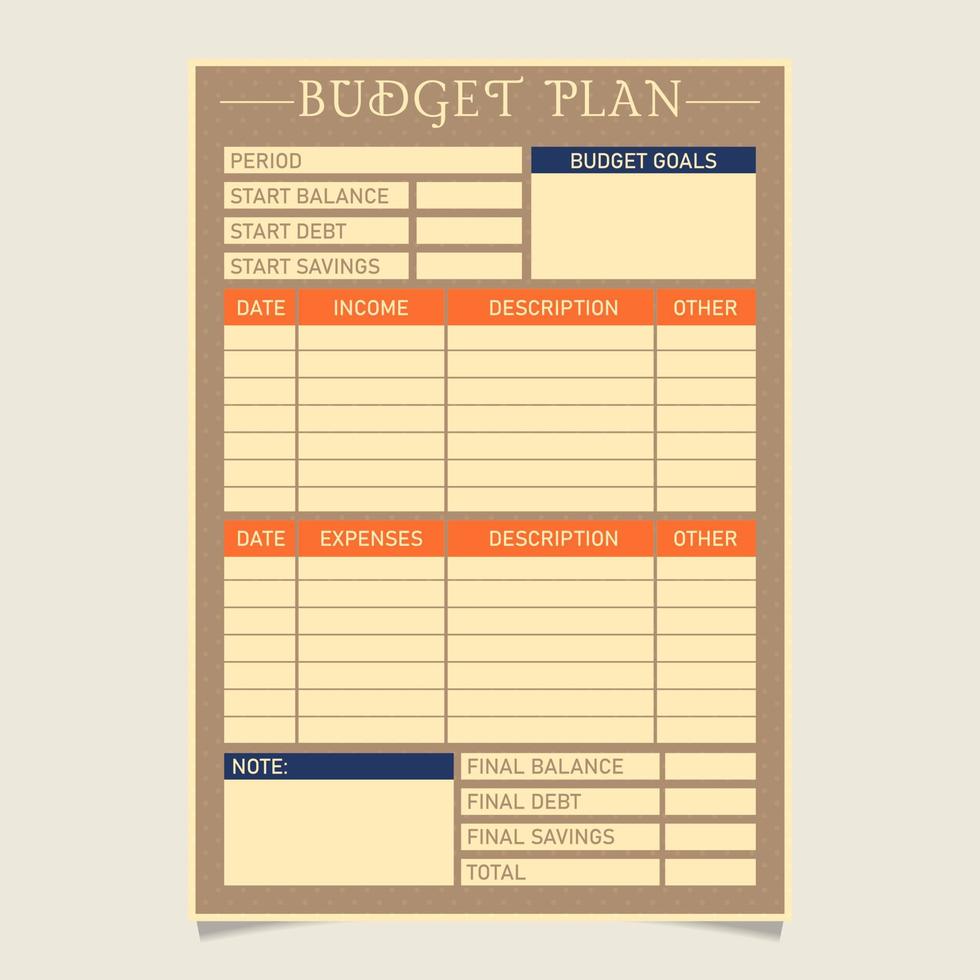 Budget plan simple template. Vector illustration