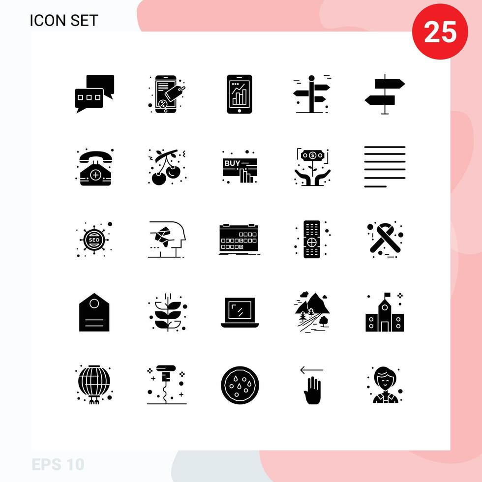 25 Solid Glyph concept for Websites Mobile and Apps arrows trip infographic travelling road arrow Editable Vector Design Elements