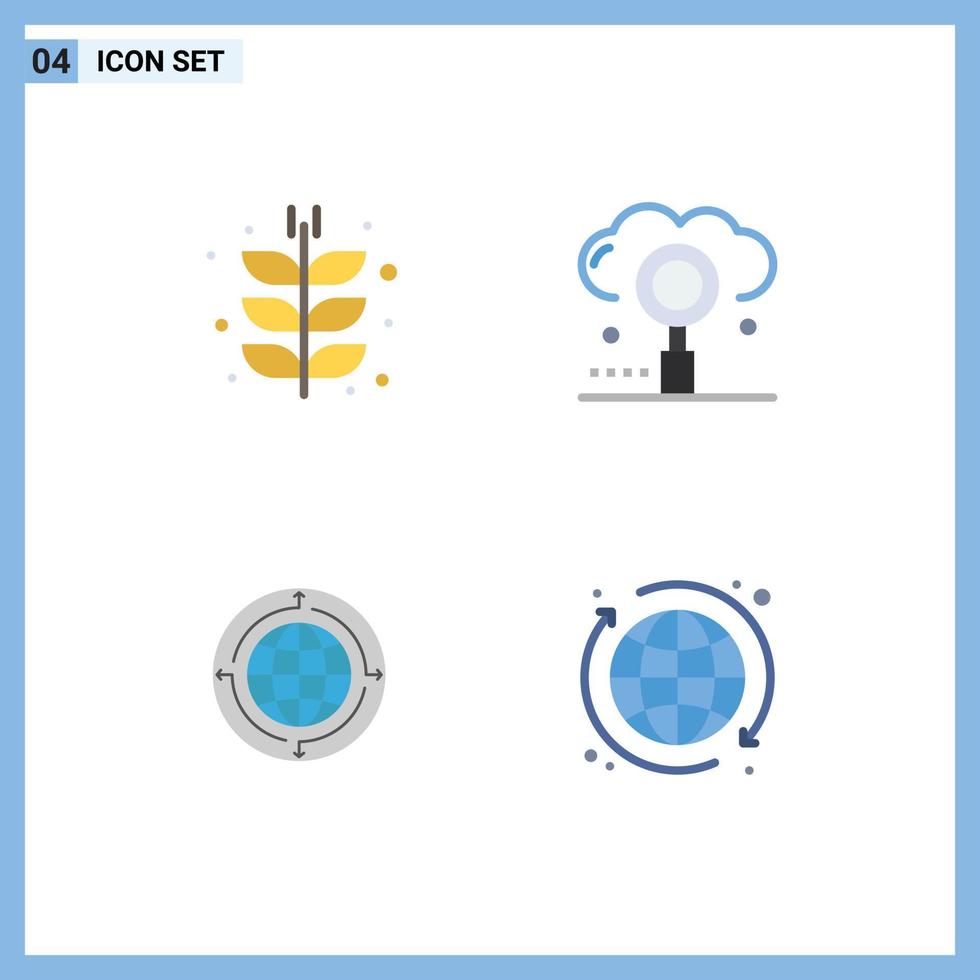 4 Universal Flat Icon Signs Symbols of agriculture search harvest engine business Editable Vector Design Elements