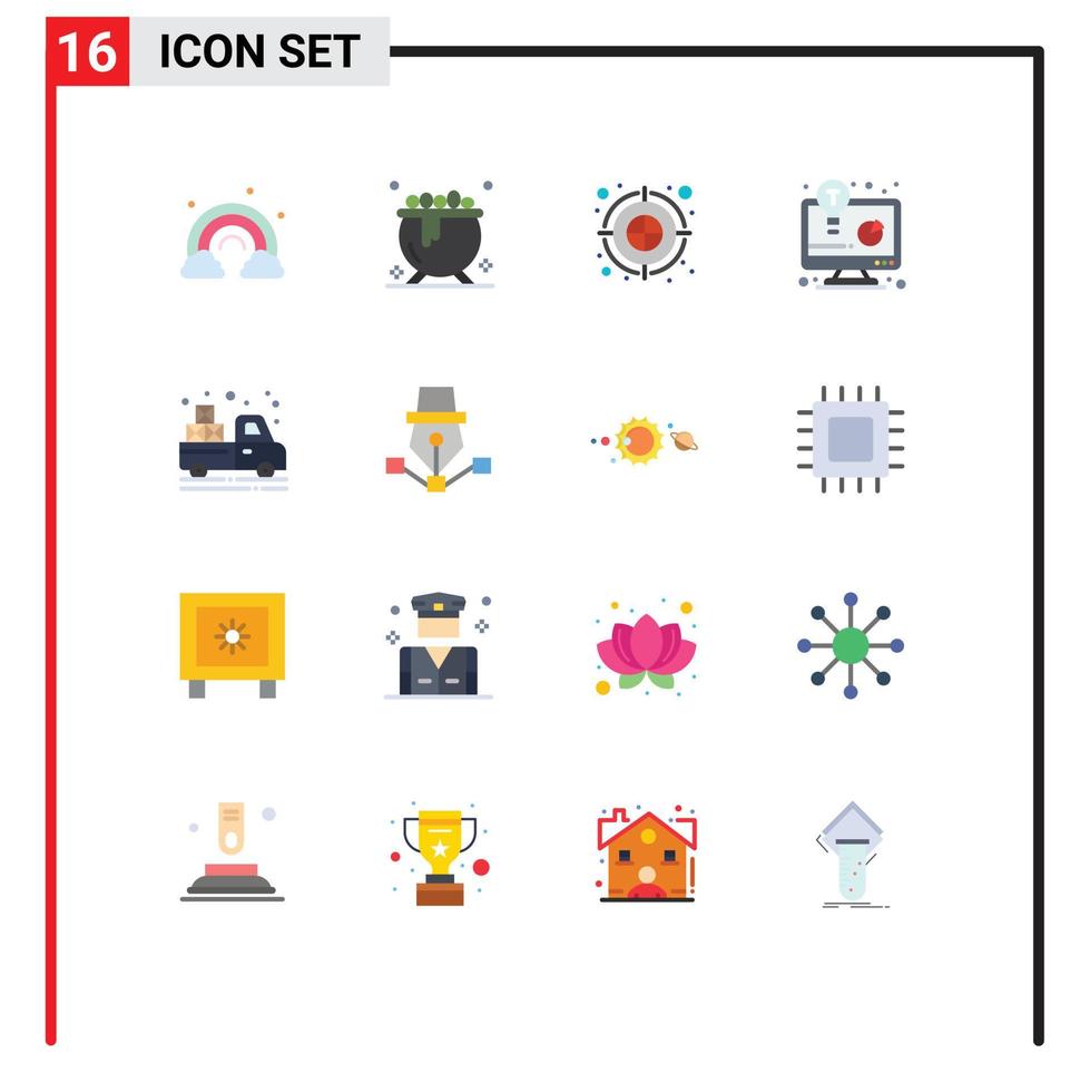 Set of 16 Vector Flat Colors on Grid for van carrier color fill business solution business idea Editable Pack of Creative Vector Design Elements