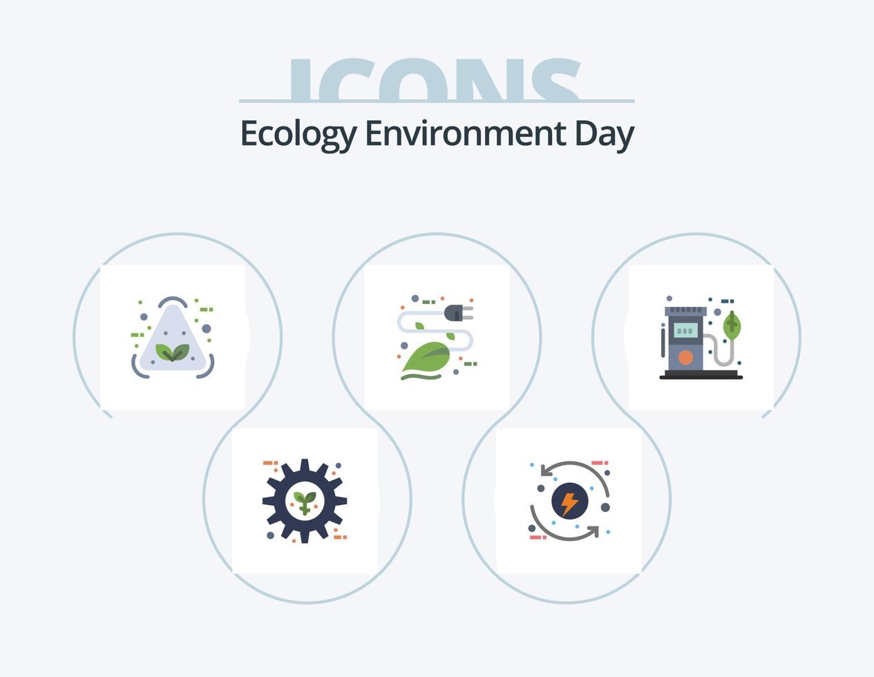 paquete de iconos planos de ecología 5 diseño de iconos. enchufar. energía. ecológico electricidad. artículo vector