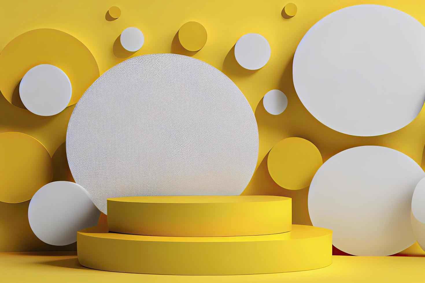 podium with yellow circles 3d rendering background photo