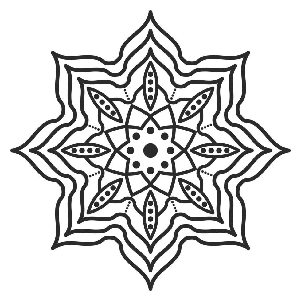 Flower Round Mandala Indian Concept Design Hand Drawn Vector Illustration