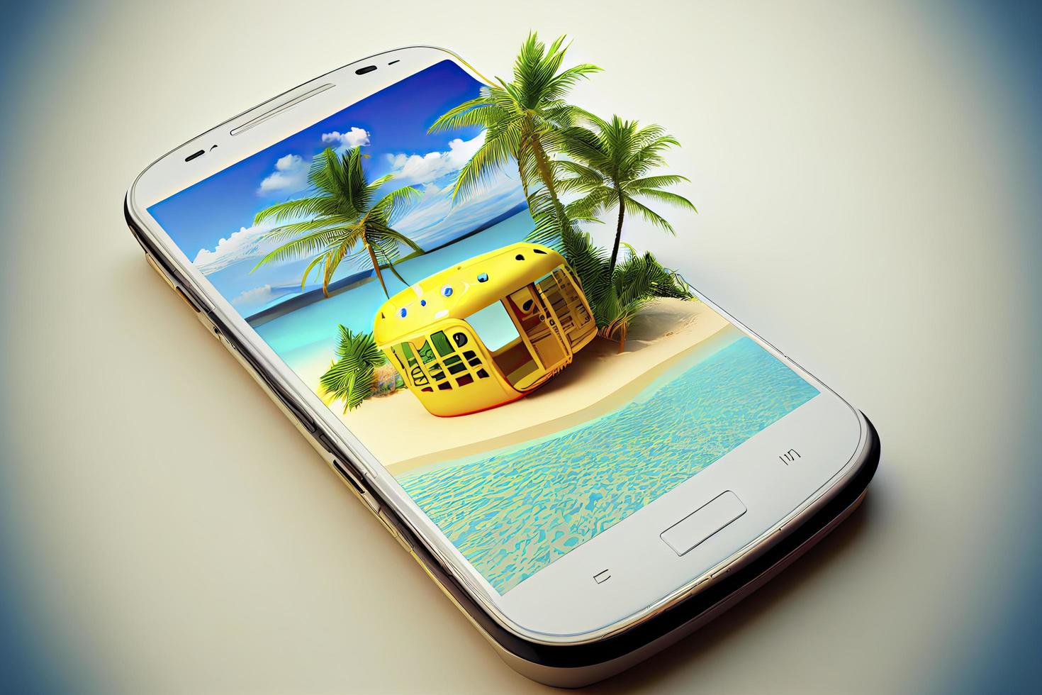 teléfono inteligente 3d. concepto de verano y vacaciones foto