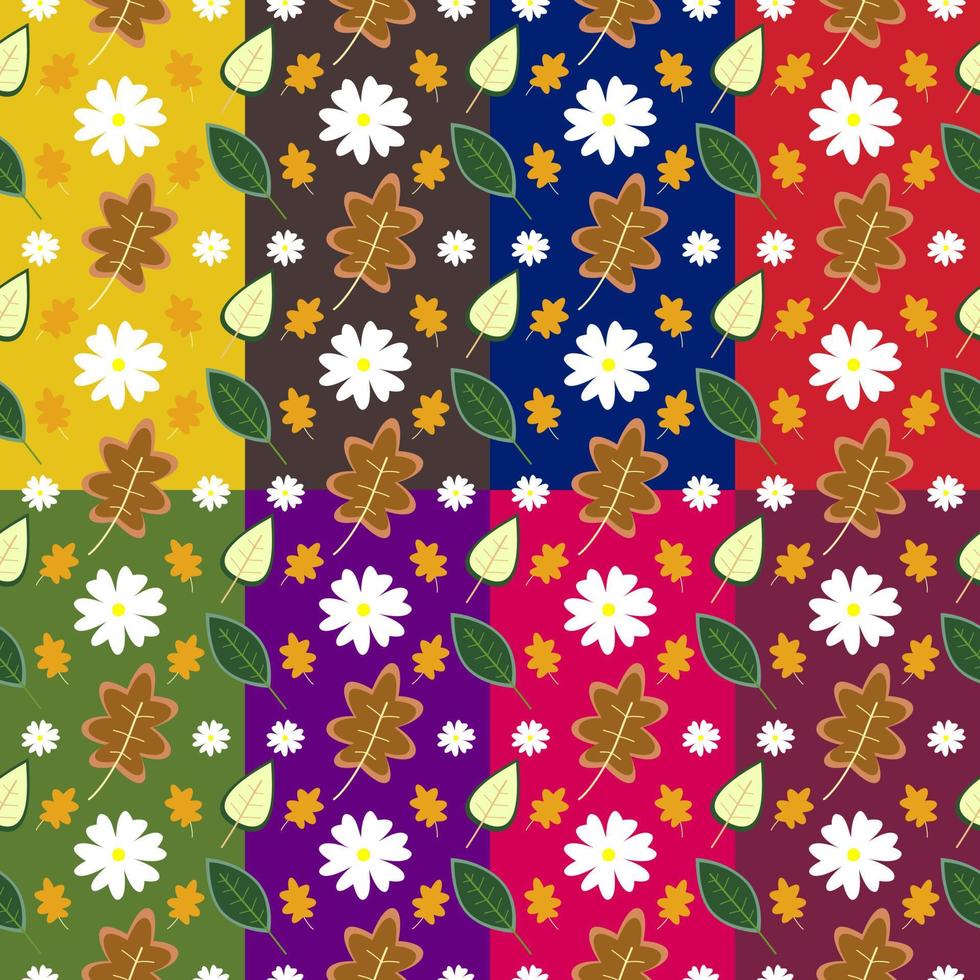 Seamless of Jasmine and Leaves Pattern with Colorful Background vector