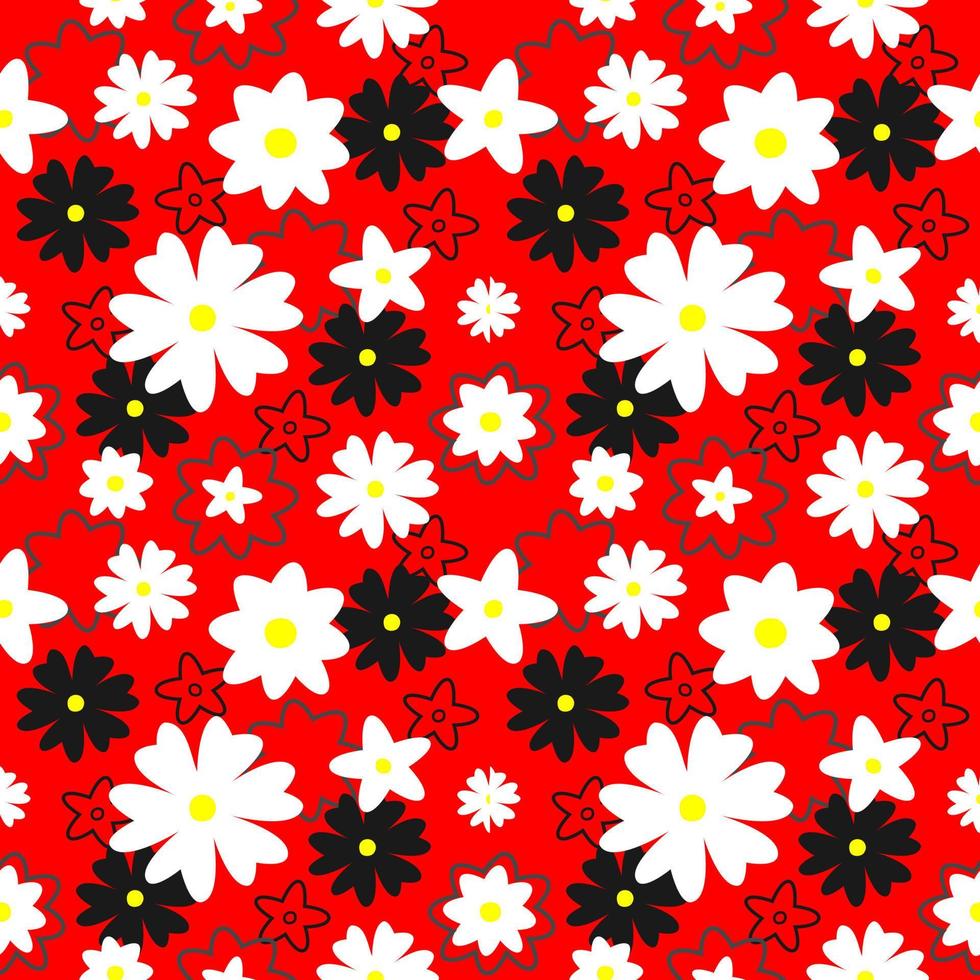 Seamless Pattern of Jasmine with Red Background vector