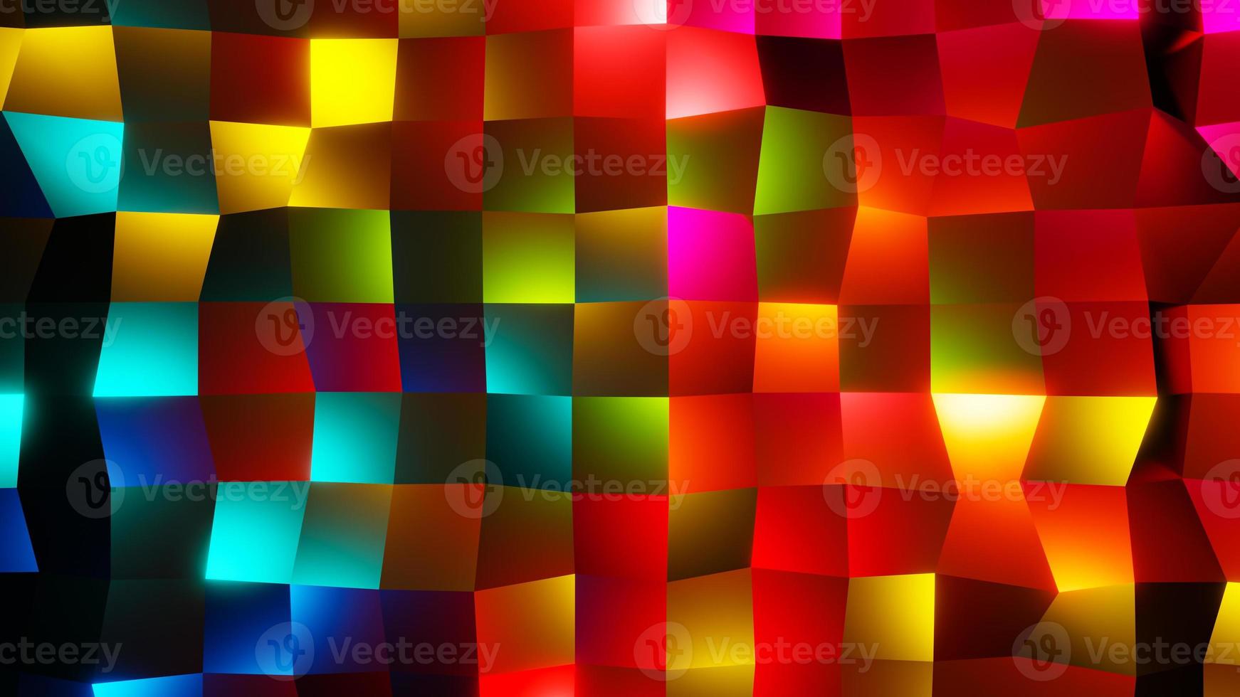 multi coloured glow mosaic, music rhythm pixel cubes motion background 3d illustration photo