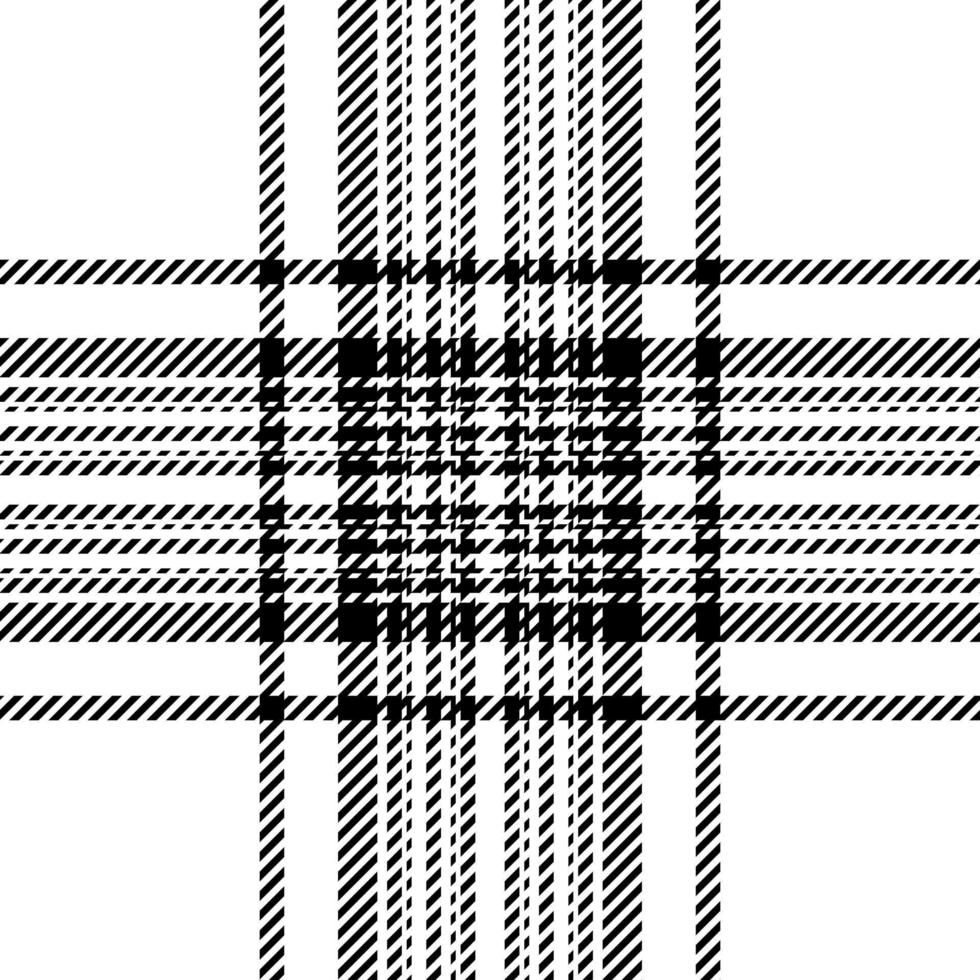 Plaid check pattern in black and white. Seamless fabric texture. Tartan textile print. vector