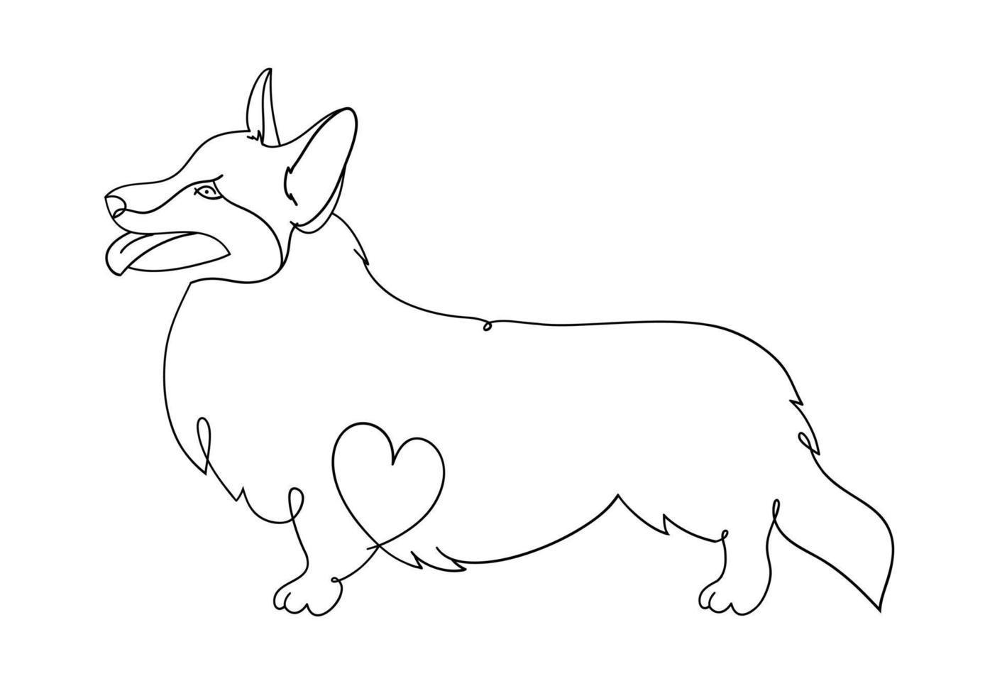 Cute corgi dog. Vector illustration drawn freehand.