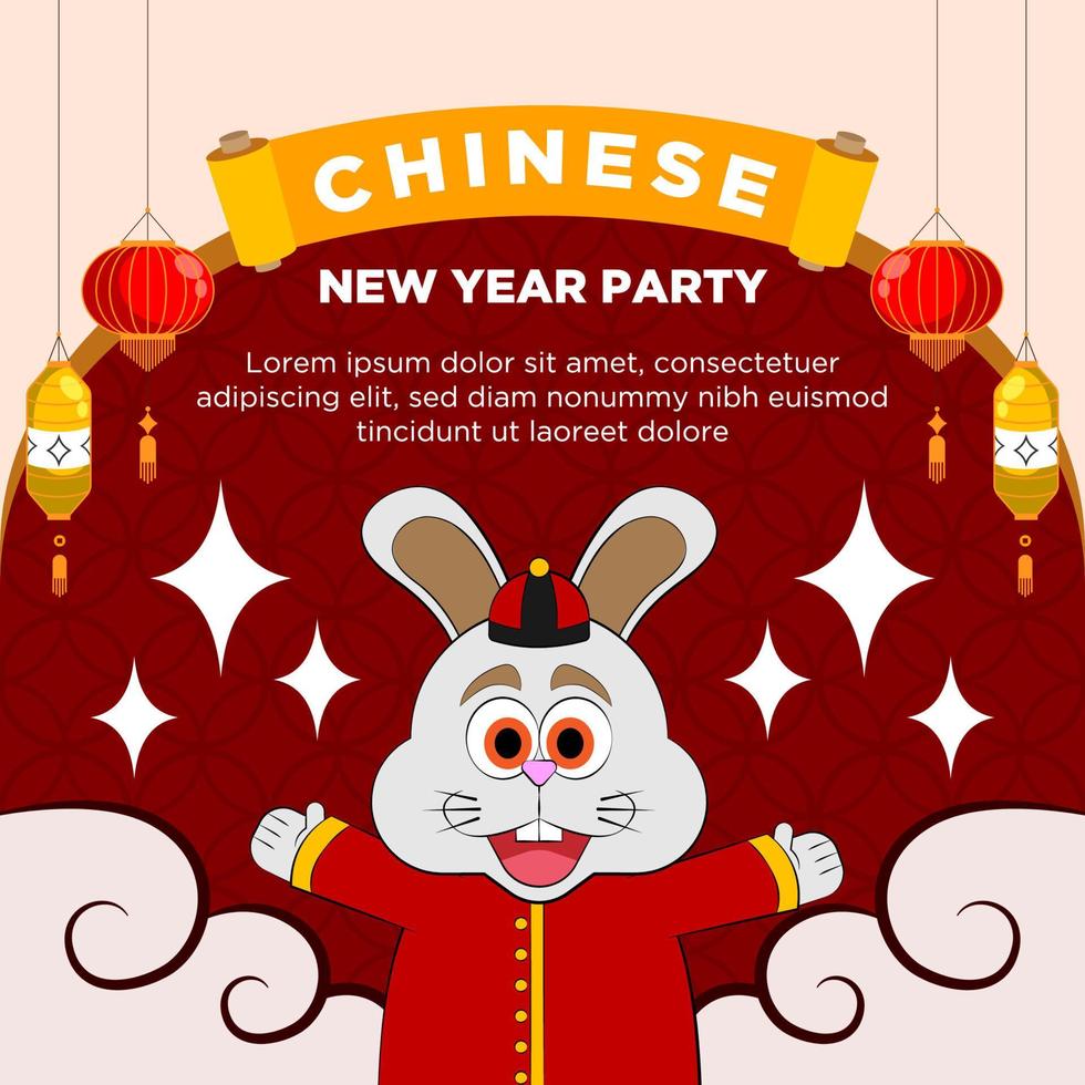 Chinese new year party poster template vector
