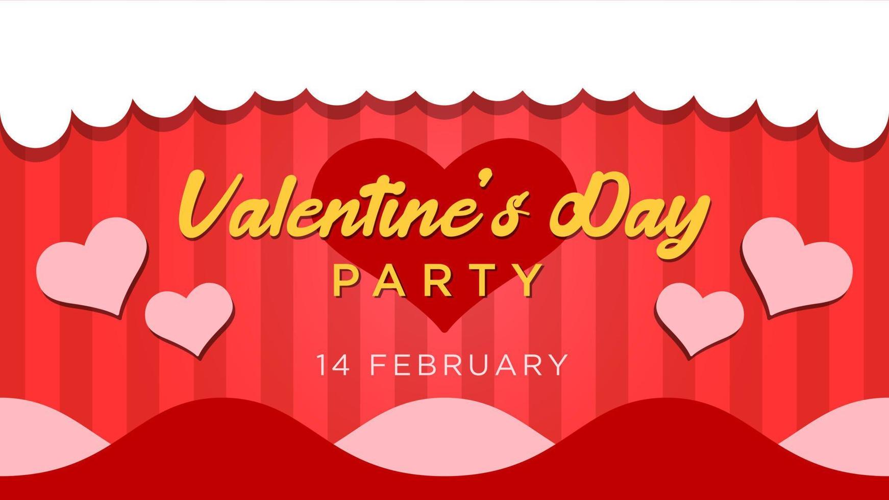 Horizontal poster with striped background and heart symbol. valentine's day party invitation. valentine's day greeting card. poster templates vector