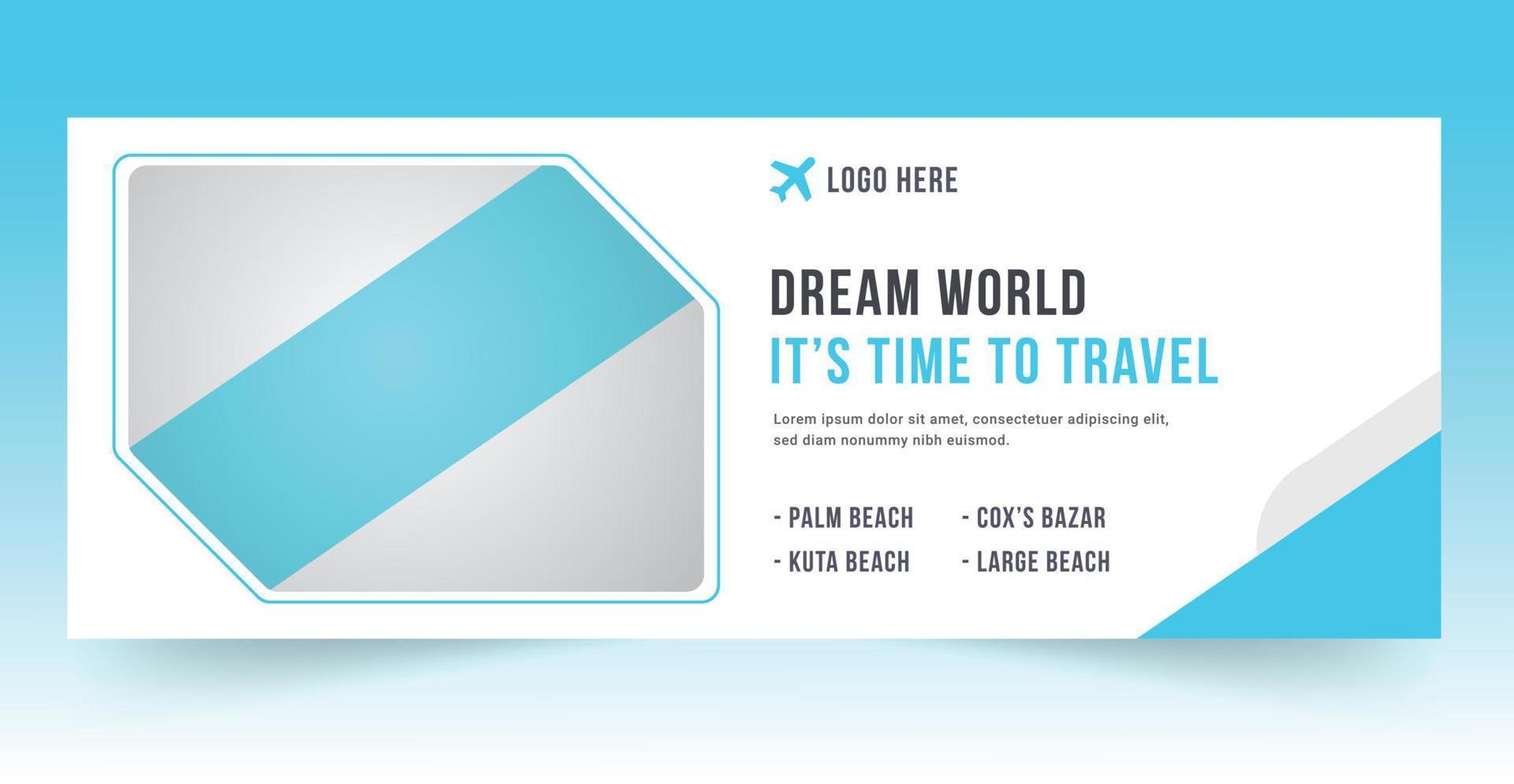 Travel facebook cover web banner design template vector