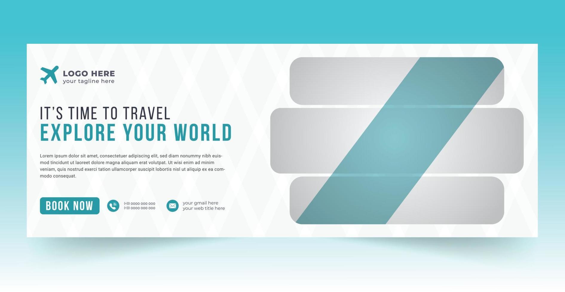 Travel facebook cover web banner design template vector