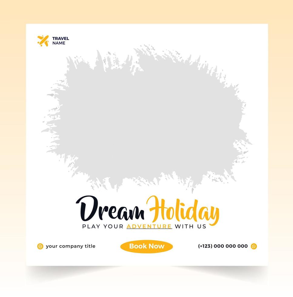 Travel agency social media posts and web banner vector