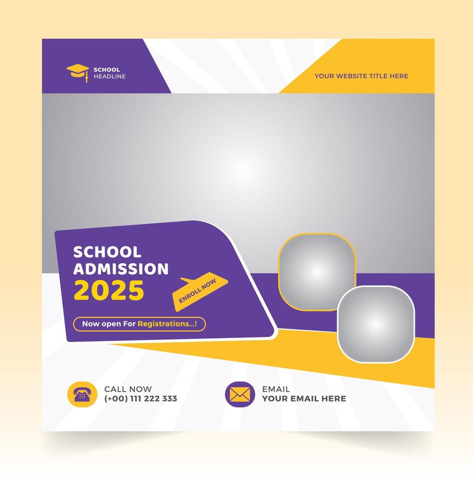 kids school admission social media square post banner vector