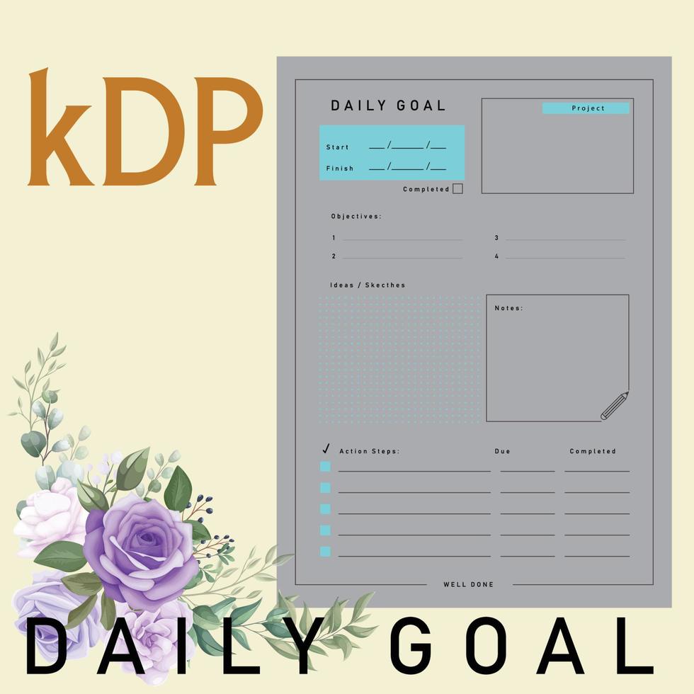 DAILY GOAL DAILY  Goal Setting Journal Planner Notebook for Daily Goal Planning and Organizing vector