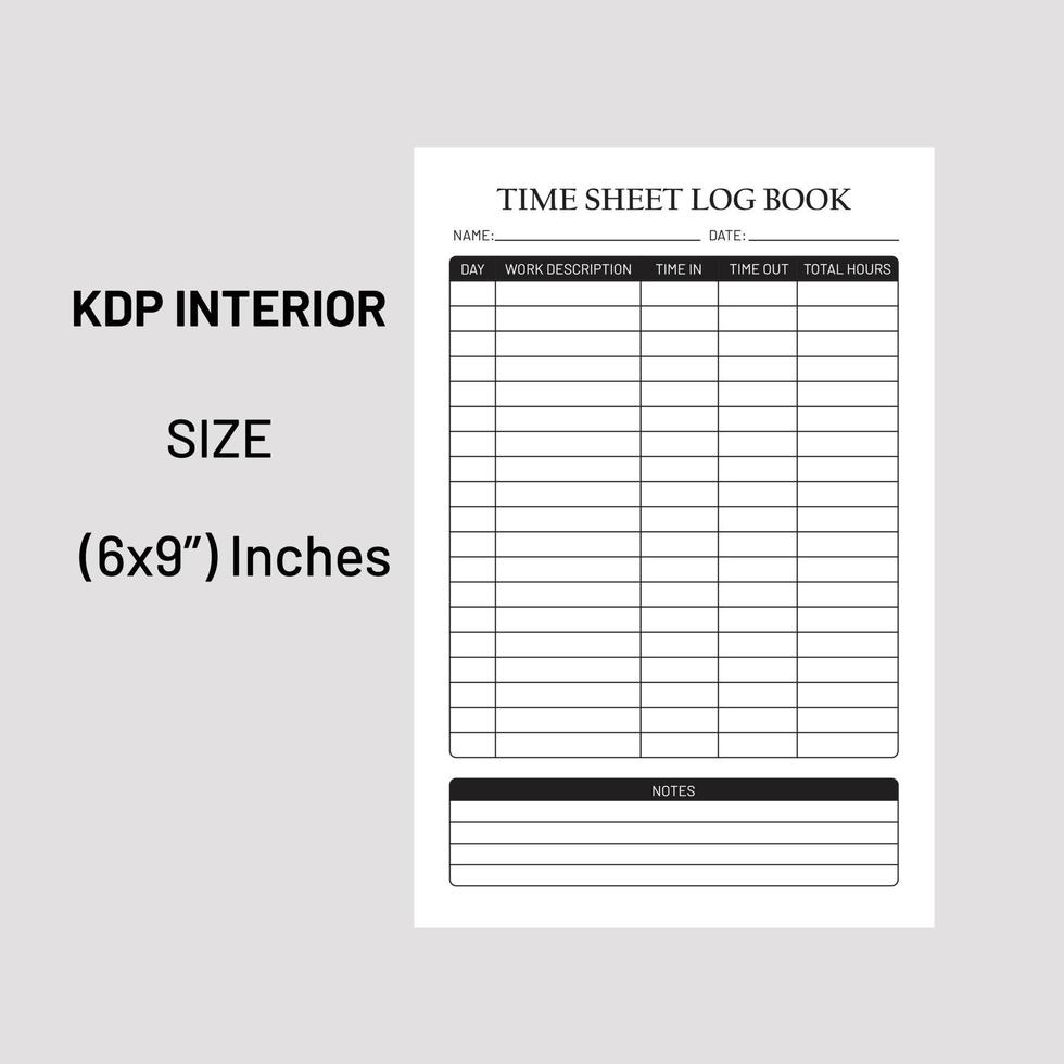 Time sheet log book-Interior vector