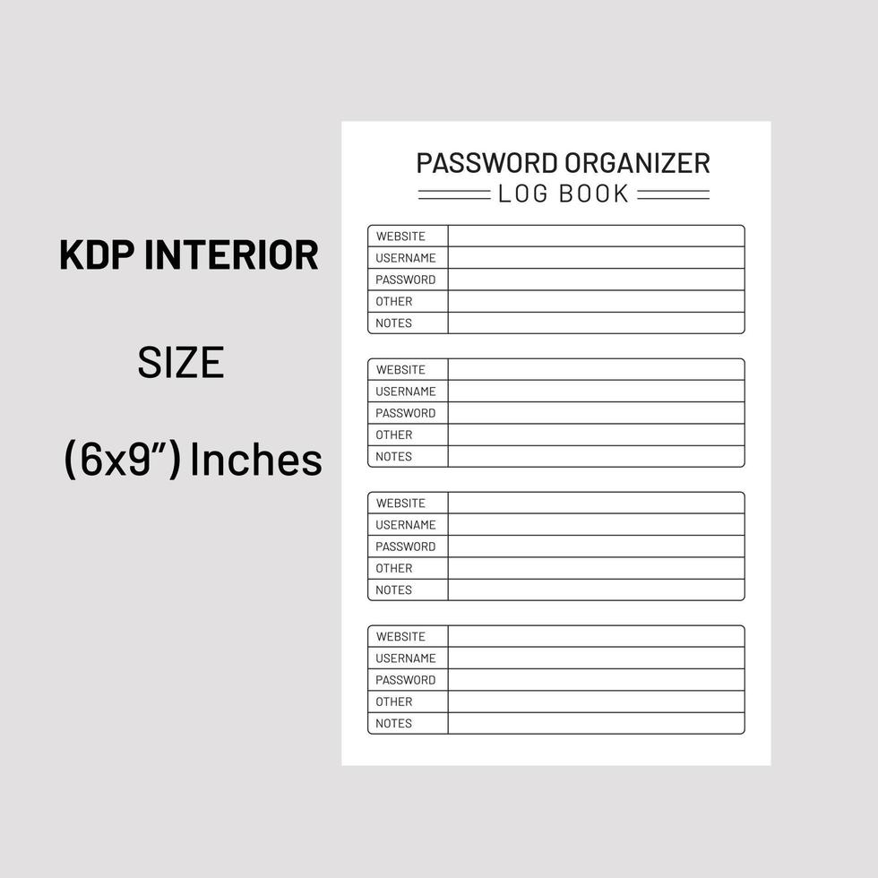 Password log book-Interior vector