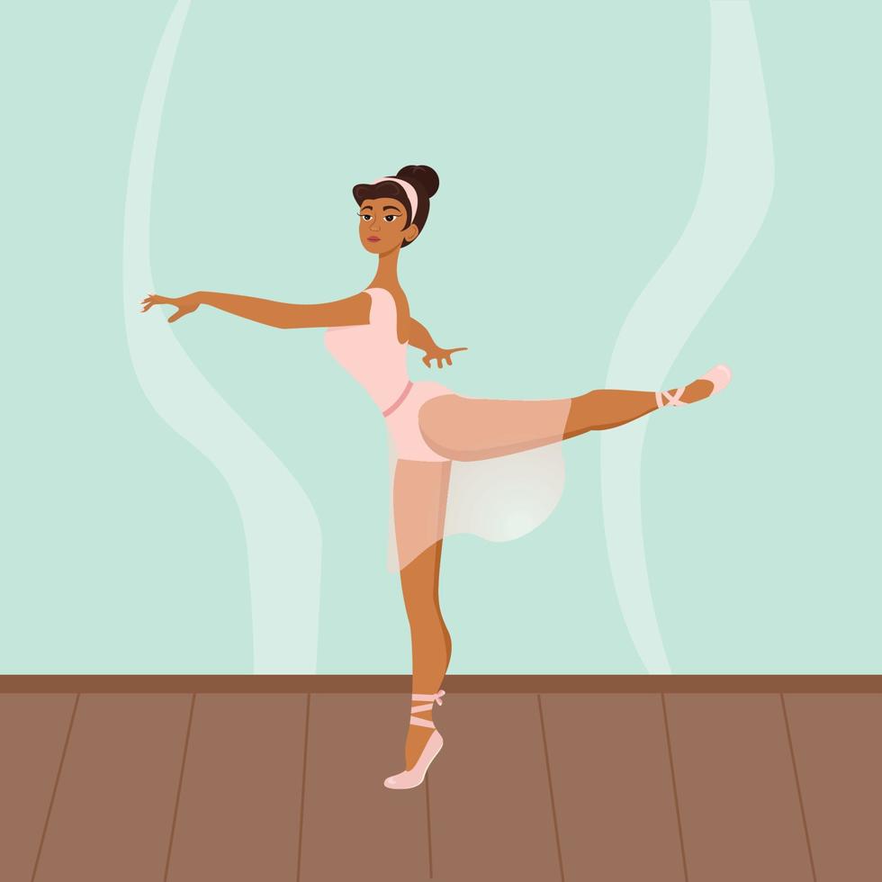 bailarina en una pose arabesca gráfico de ilustración vectorial vector