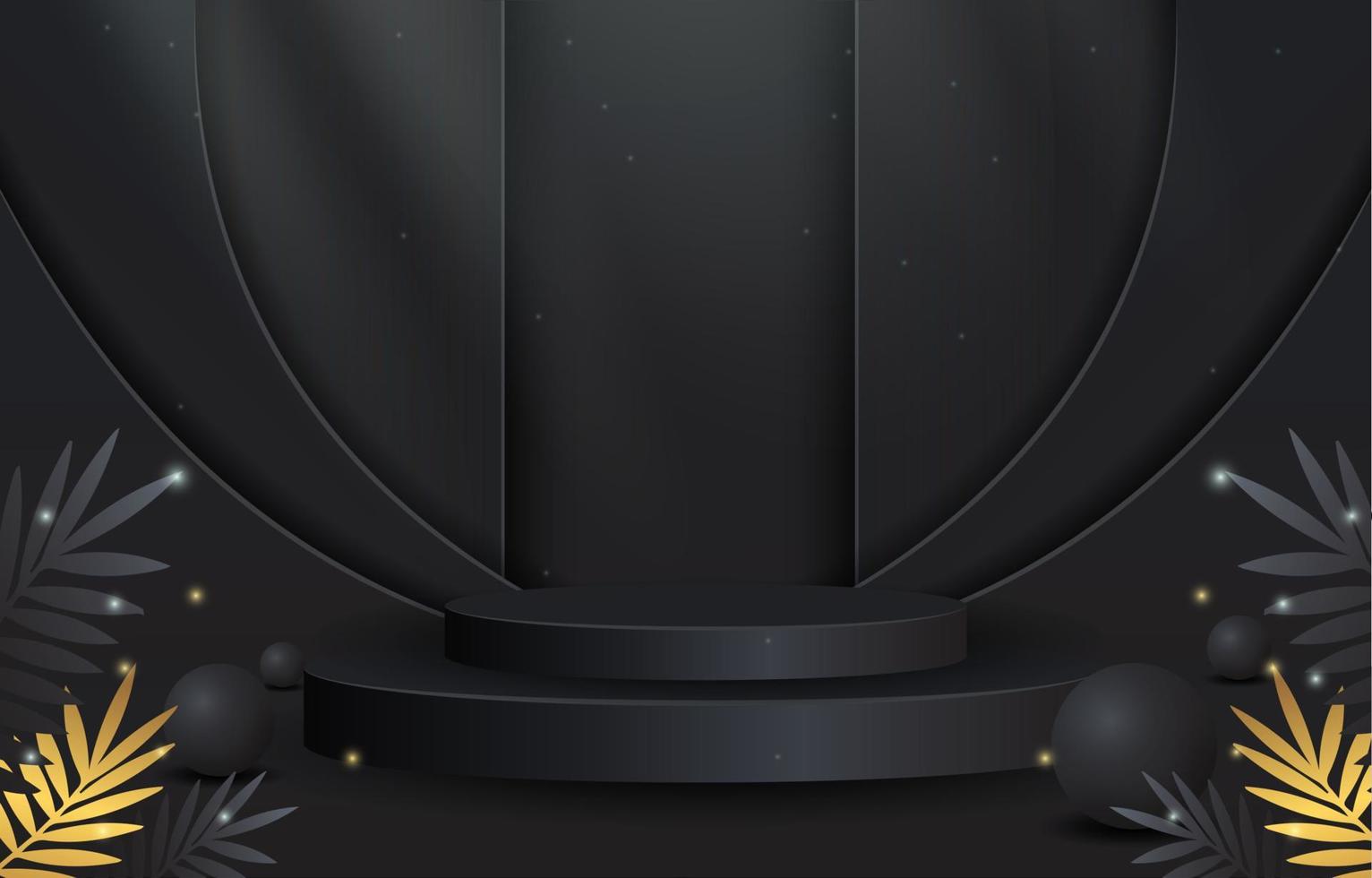 fondo abstracto negro con podio vector