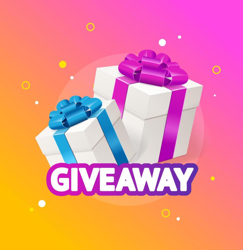 Realistic Detailed 3d Present Box Giveaway Concept Banner. Vector