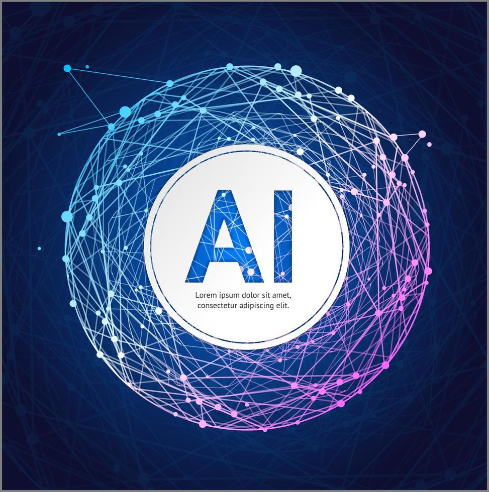 Artificial Intelligence Card Poster Background on a Dark Blue. Vector