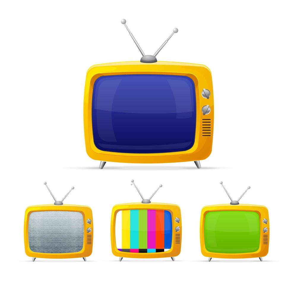 televisor diferente con pantalla a color configurada. vector