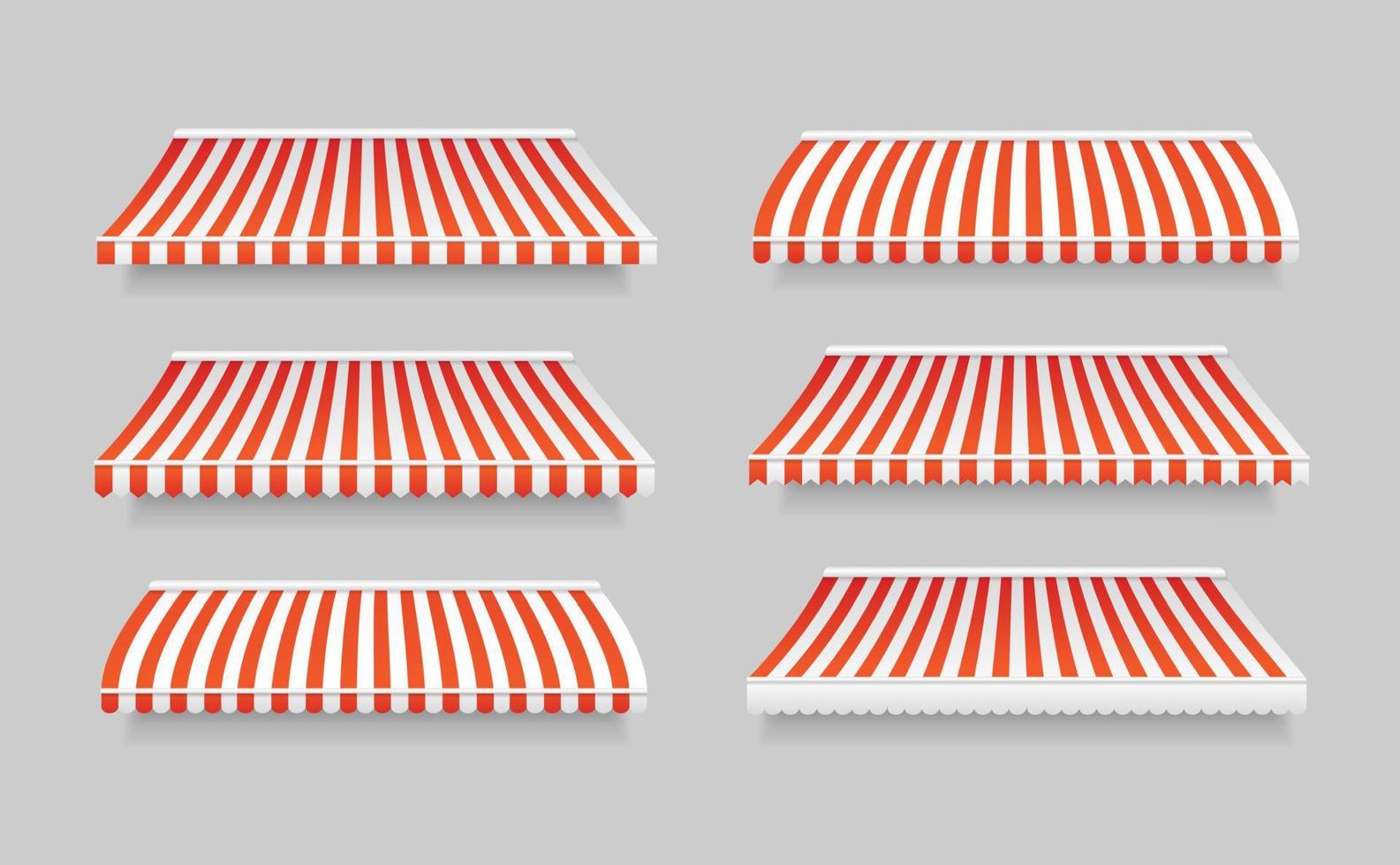 Realistic 3d Detailed Striped Awning Set. Vector