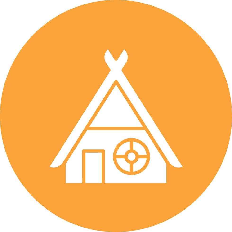 Viking Hut Glyph Circle Background Icon vector