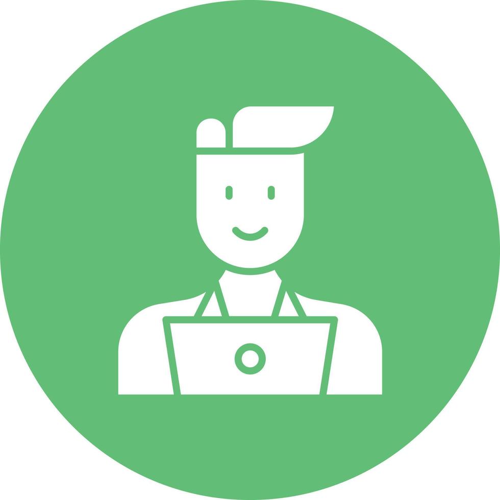 Programmer Male Glyph Circle Background Icon vector