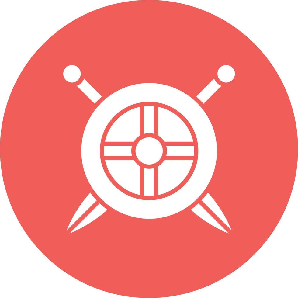 Two Swords And Shield Glyph Circle Background Icon vector