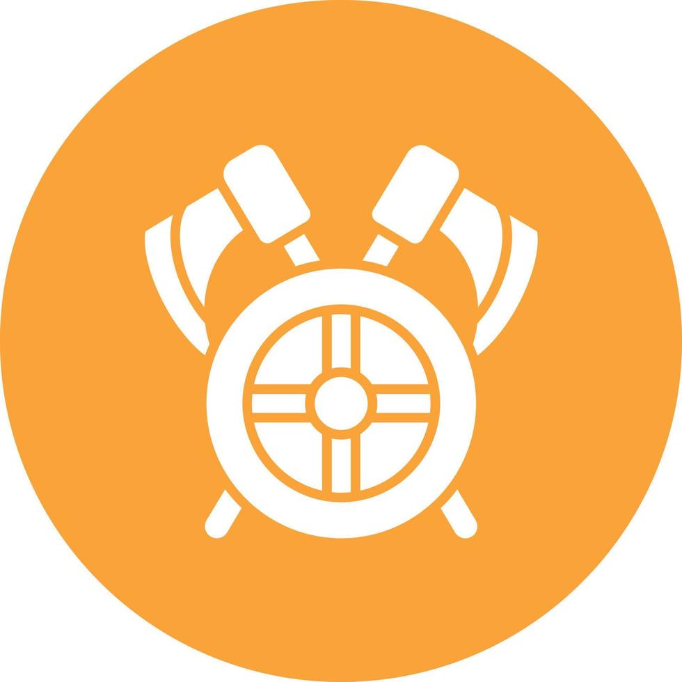 Two Axes And Shield Glyph Circle Background Icon vector