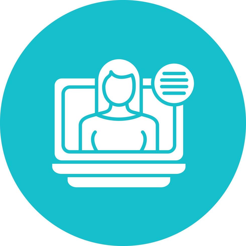 Female Blogger Glyph Circle Background Icon vector