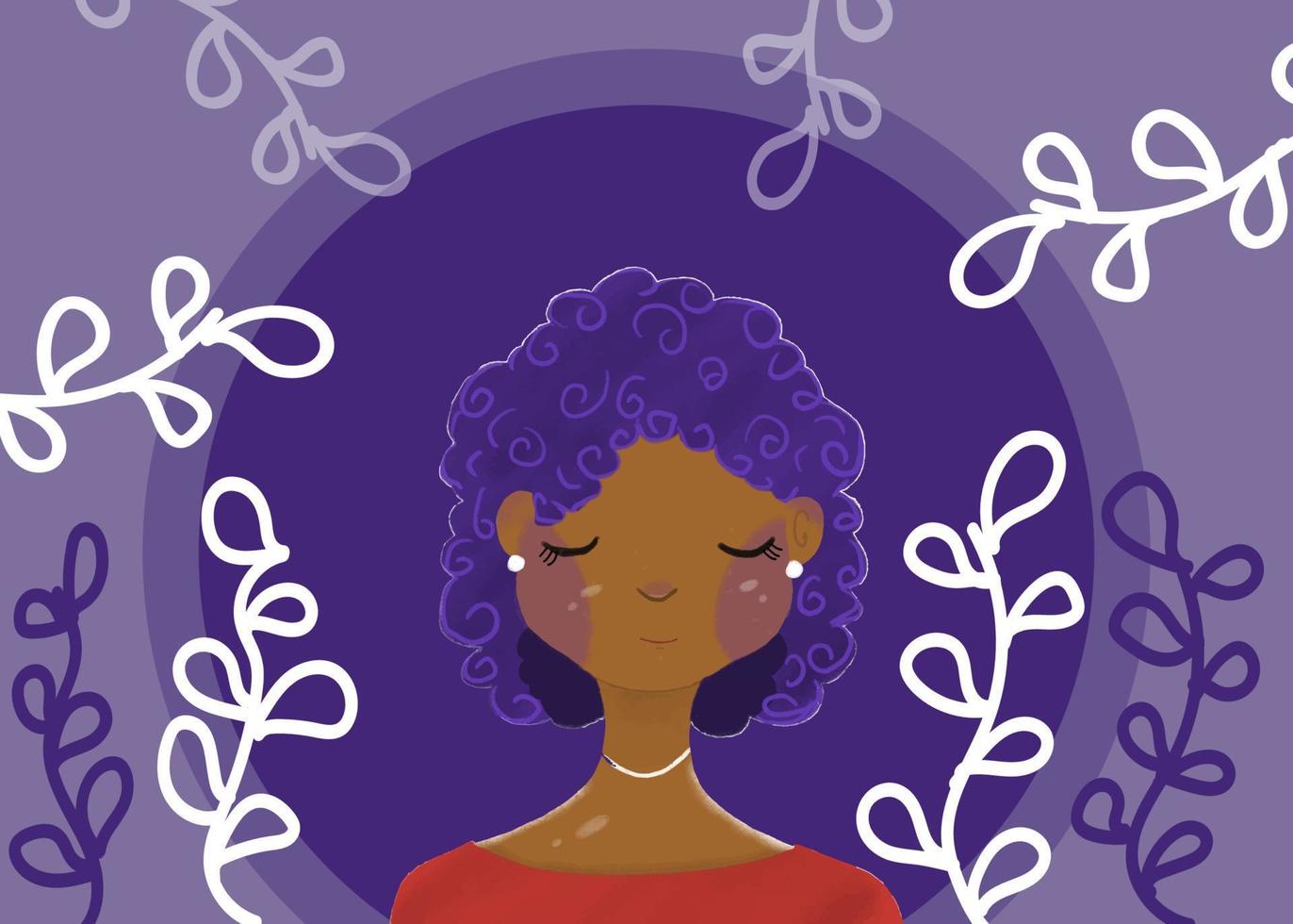 chica con fondo morado vector