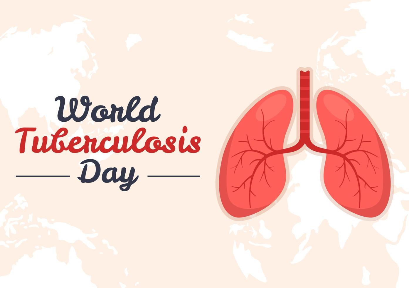 World Tuberculosis Day on March 24 Illustration with Pictures of the Lungs and Organ Inspection in Flat Cartoon Hand Drawn Landing Page Templates vector