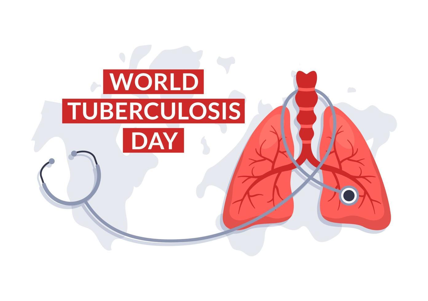 World Tuberculosis Day on March 24 Illustration with Pictures of the Lungs and Organ Inspection in Flat Cartoon Hand Drawn Landing Page Templates vector